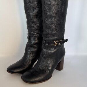 TORY BURCH JENNA BOOTS TALL TUMBLED LEATHER SZ 8M FREE SHIPPING